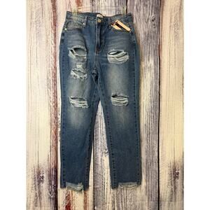 Denim Blvd Straight Distressed Jeans for Women Size Small Raw Hem